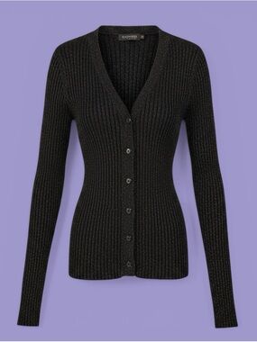 Express Black Ribbed Button-Front Cardigan